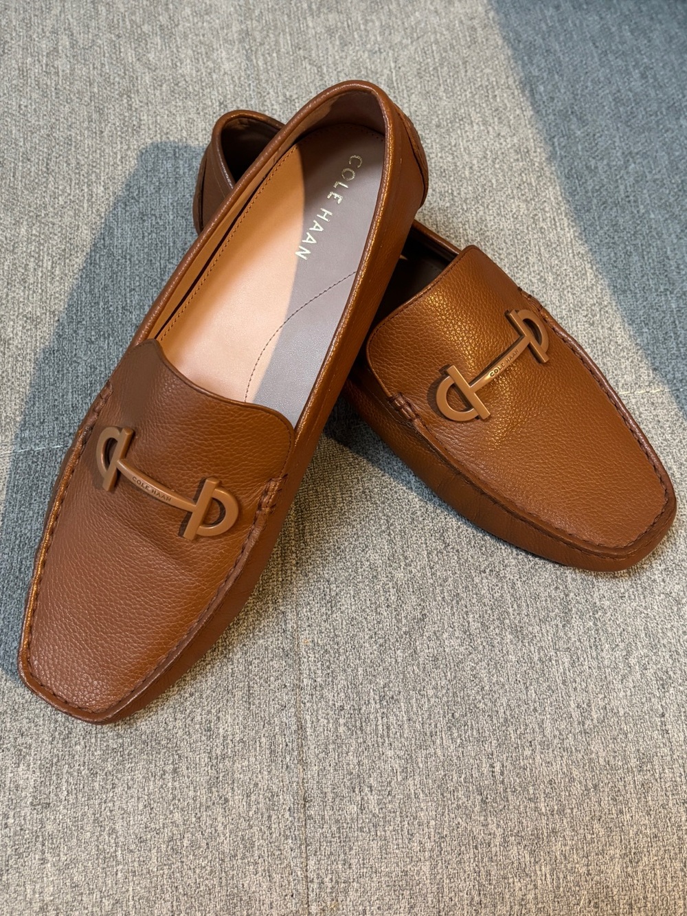 Cole Haan Tully Pecan Pebbled Leather Bit Loafers/Driving Shoe 9.5